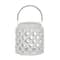 White Ceramic Contemporary Candle Holder Lantern, 8" x 8" x 9"